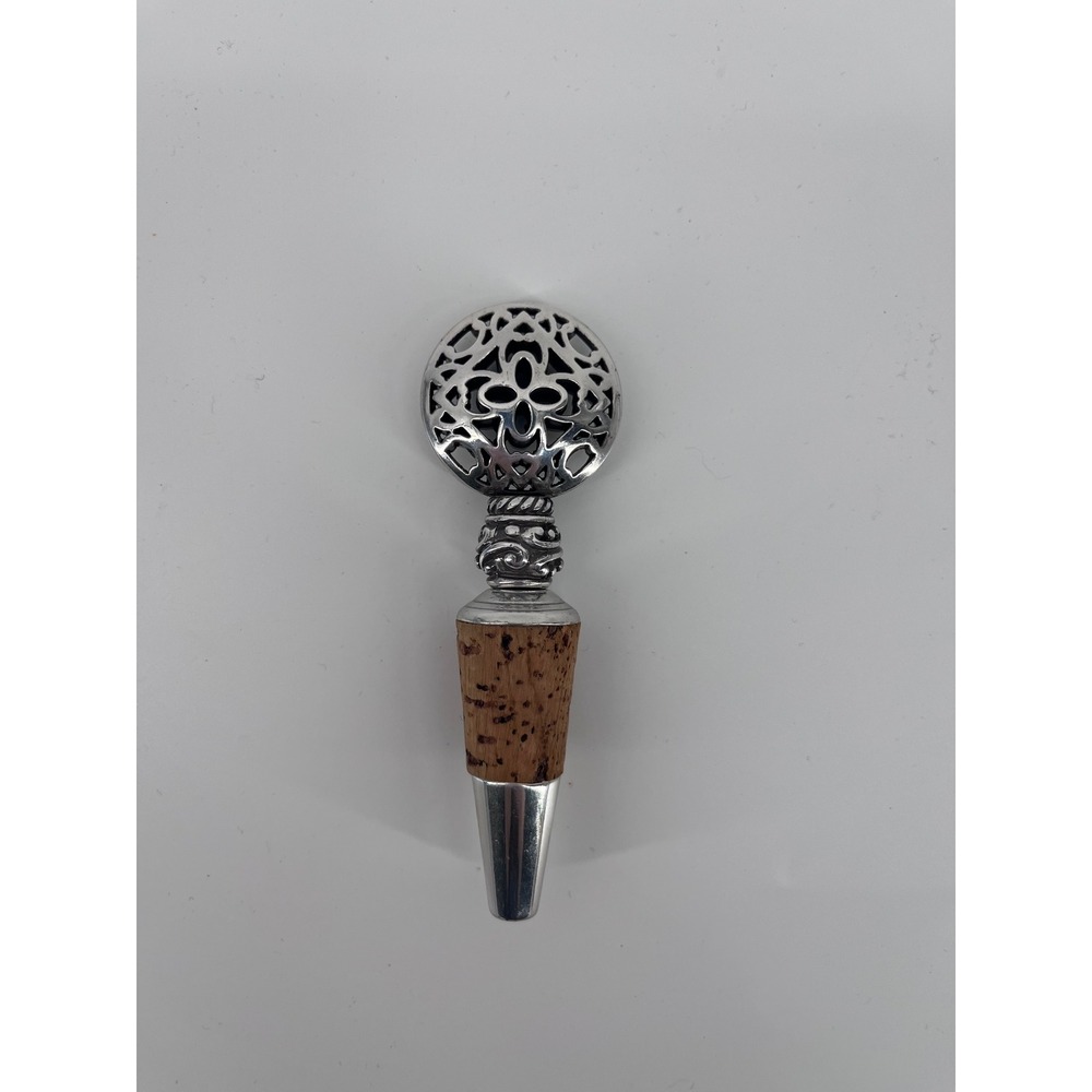 Brighton Silver Plated Filigree Heart Scroll Wine Bottle Stopper Barware